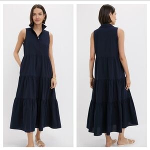 Tuckernuck Pomander Place Navy Sleeveless Mabel Maxi Dress Cotton XXXL